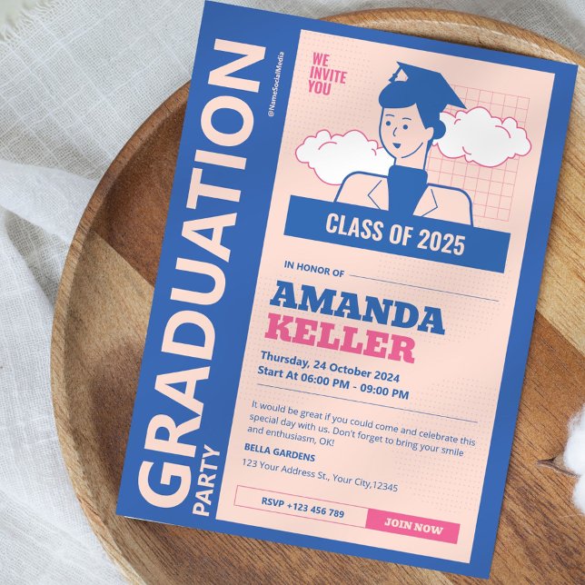 Invitation de la fête de graduation rétro (Créateur téléchargé)
