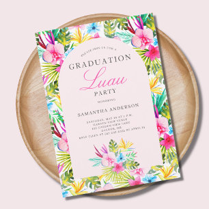 Invitation de la fête de graduation rose tropicale
