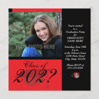 Invitation de la fête de graduation - Rouge
