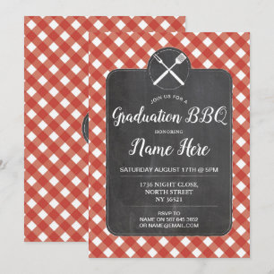 Invitation de la fête de graduation Rouge En vichy