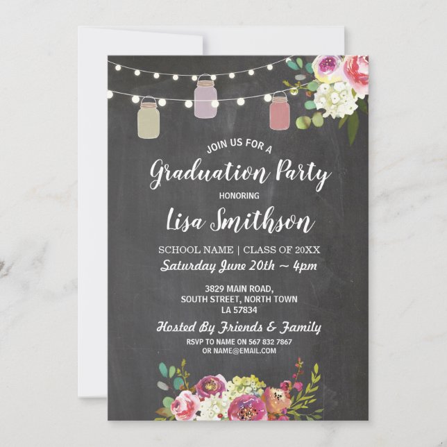 Invitation de la fête de graduation rustique Jars  (Devant)