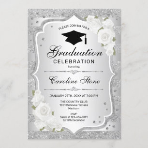 Invitation de la fête de graduation - Silver White