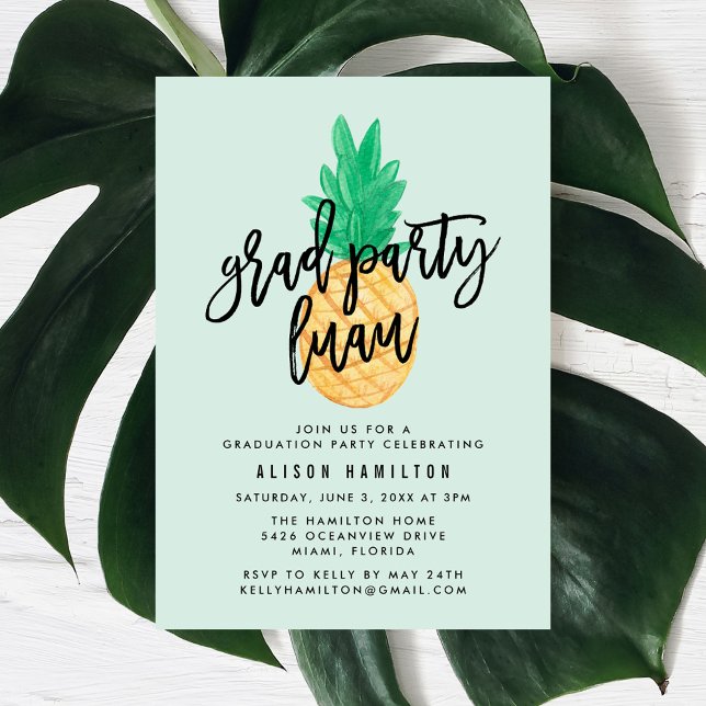 Invitation de la fête de graduation Tropical Luau  (Créateur téléchargé)