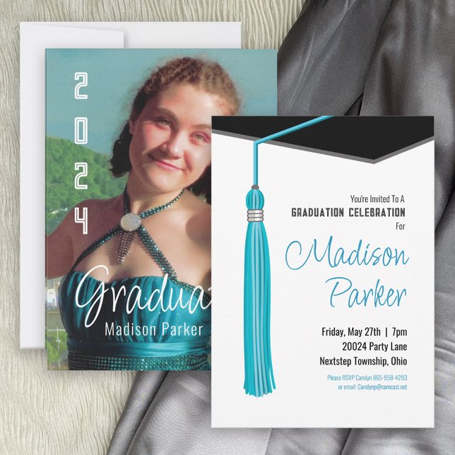 Invitation de la fête de graduation turquoise Blue (Créateur téléchargé)