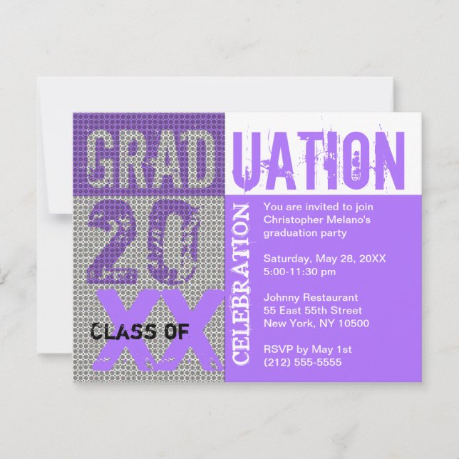 Invitation de la fête de graduation violet (Devant)