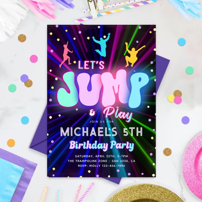 Invitation de la fête de jumelage | Trampoline Par (Créateur téléchargé)