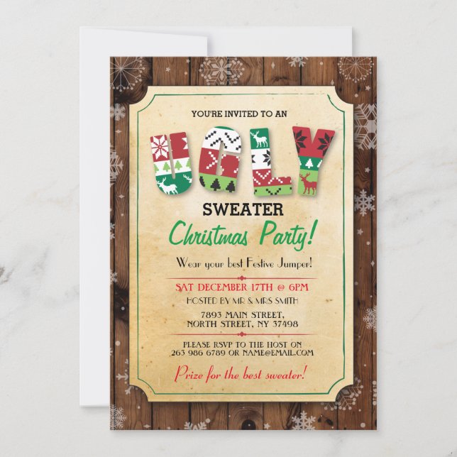 Invitation de la fête de jumper moche Noël (Devant)