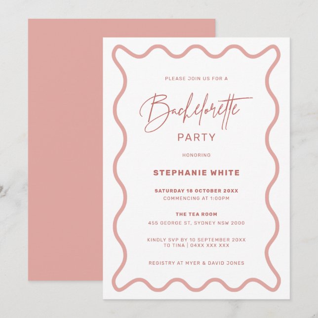 Invitation de la fête de la Bachelorette à la fron (Devant / Derrière)