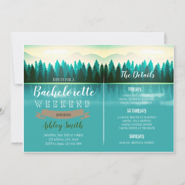 Invitation de la fête de la bachelorette du lac (Devant)