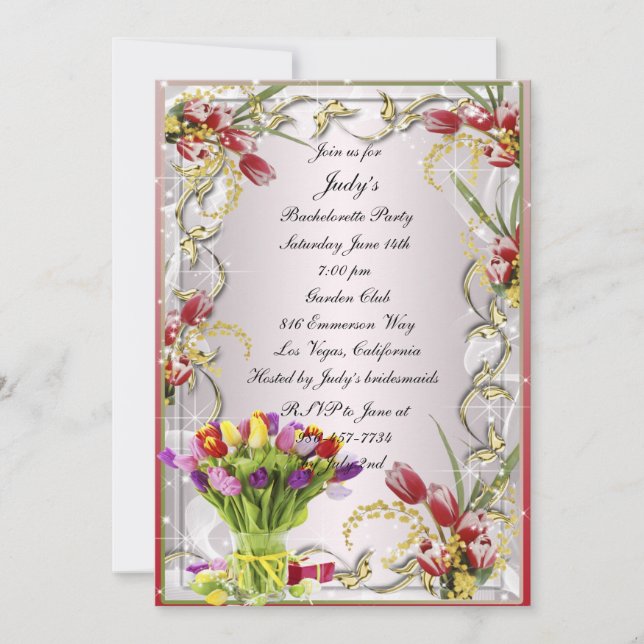 Invitation de la fête de la Bachelorette florale d (Devant)