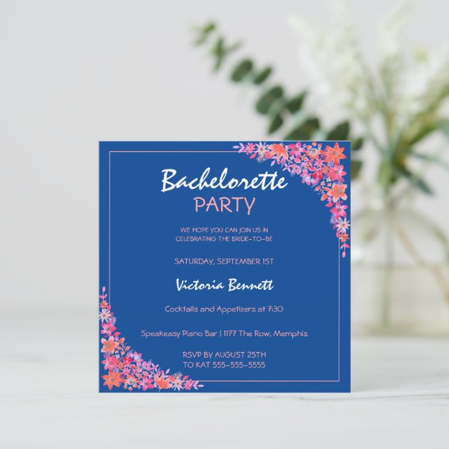 Invitation de la fête de la Bachelorette florale p (Debout devant)