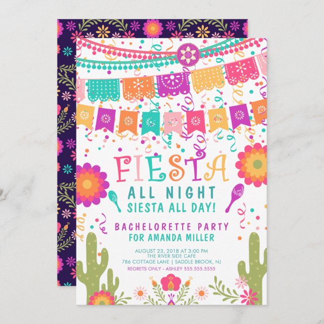 Invitation de la fête de la bachelorette toute la  (Devant / Derrière)