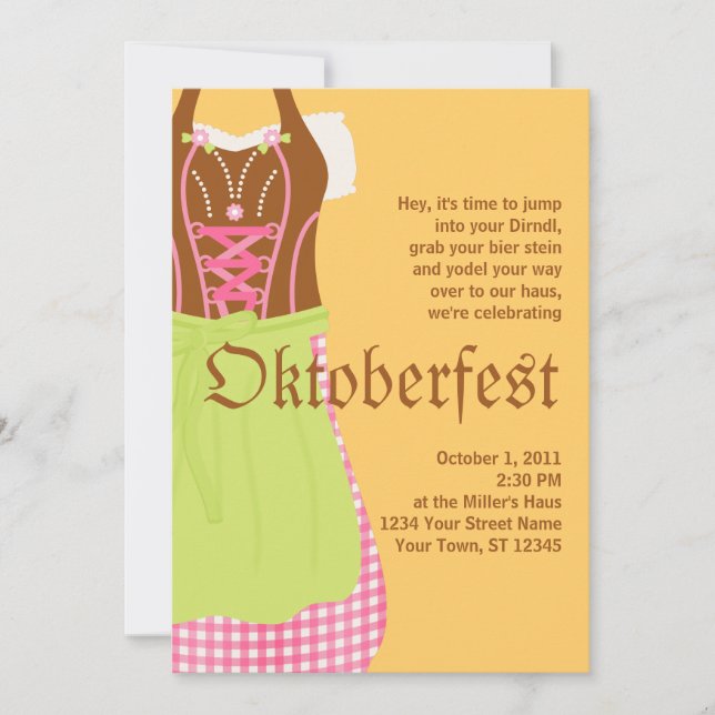 Invitation de la fête de la bière Cute Dirndl (Devant)