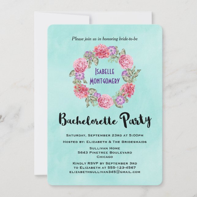 Invitation de la fête de la couronne d'aquarelle f (Devant)