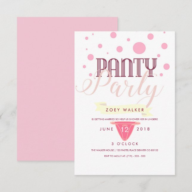 Invitation de la fête de la culotte rose (Devant / Derrière)