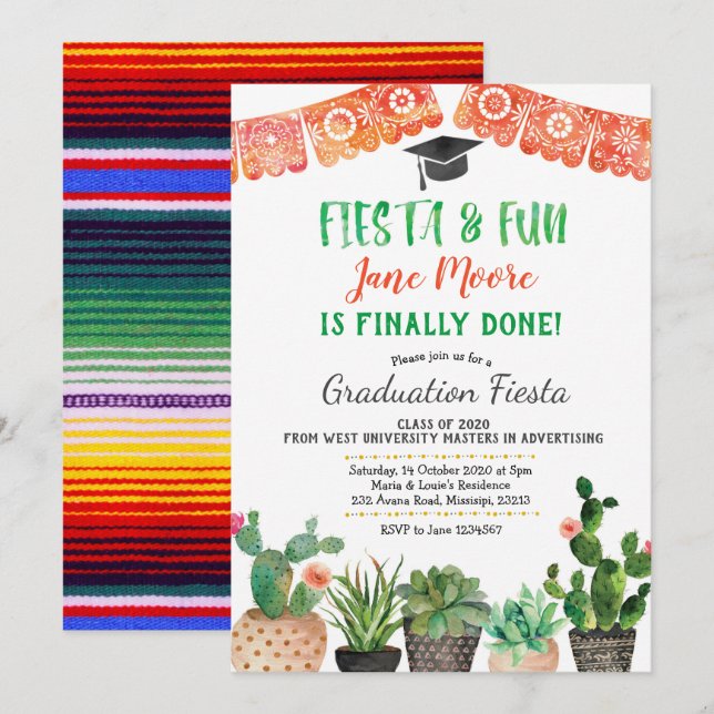 Invitation de la fête de la Fiesta (Devant / Derrière)