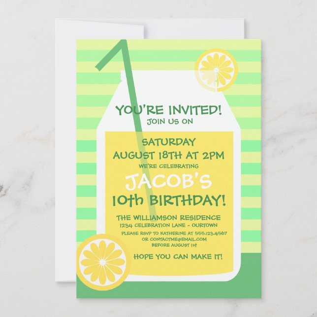 Invitation de la fête de la limonade d'été (Devant)