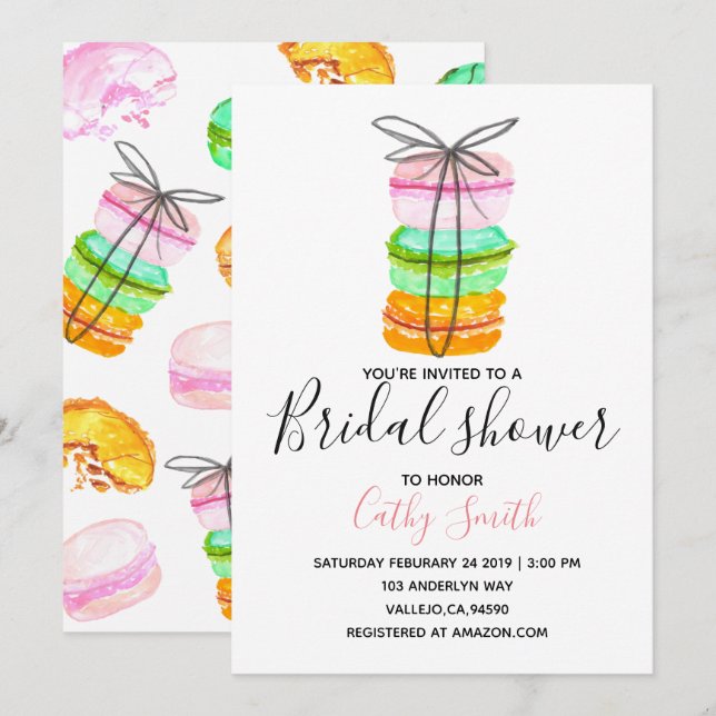 invitation de la fête de la nuptiale macaron (Devant / Derrière)