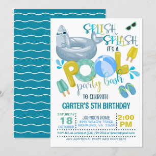 Invitation de la fête de la piscine de requins