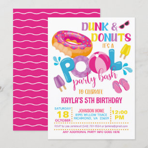 Invitation de la fête de la piscine Dunk & Donuts