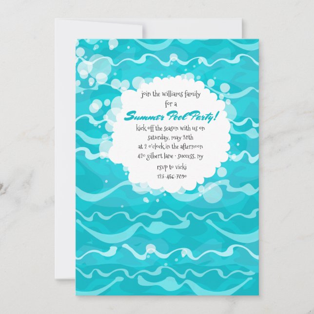 Invitation de la fête de la piscine Waves (Devant)