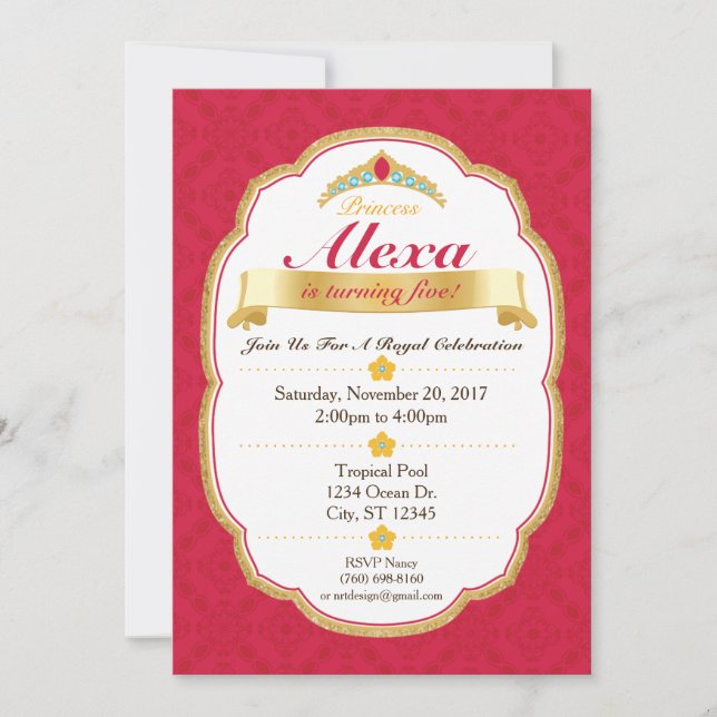 Invitation de la fête de la princesse royale (5x7) (Devant)