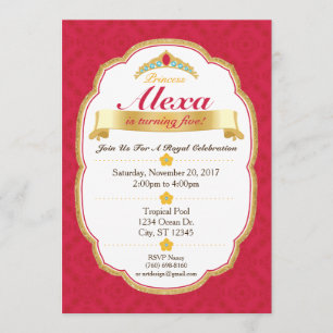 Invitation de la fête de la princesse royale (5x7)