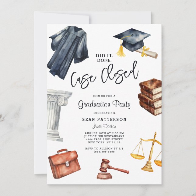 Invitation de la fête de la remise des diplômes de (Devant)