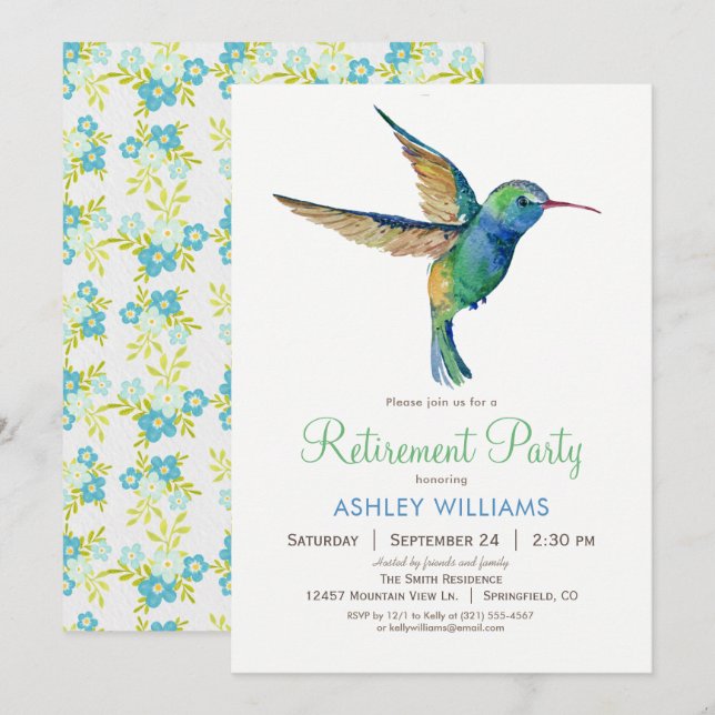 Invitation de la fête de la retraite des colibris (Devant / Derrière)