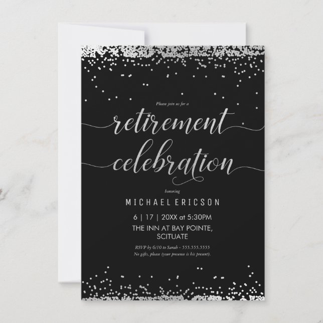 Invitation de la fête de la retraite, élégant et s (Devant)