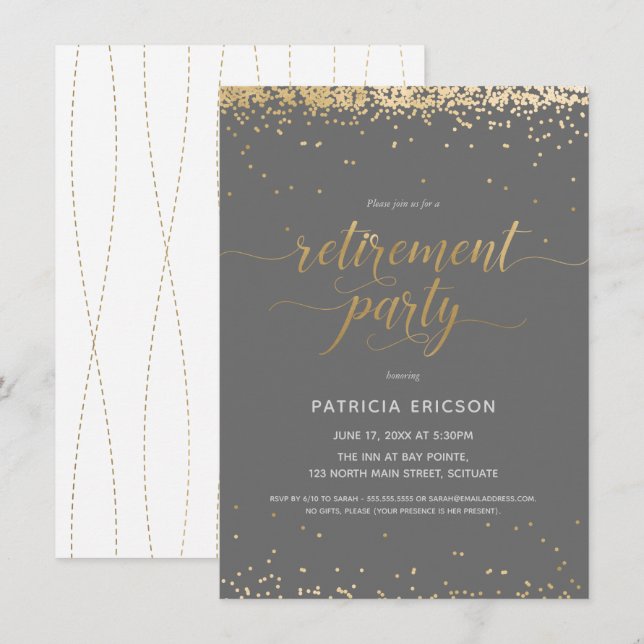 Invitation de la fête de la retraite, Fête élégant (Devant / Derrière)