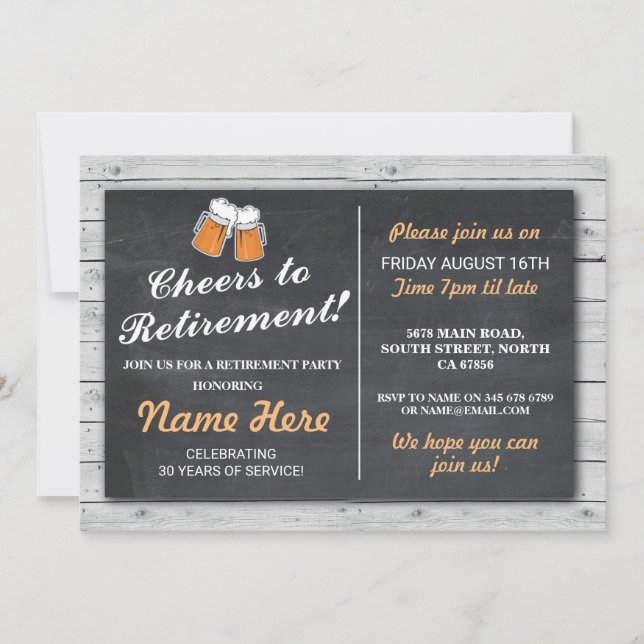 Invitation de la fête de la retraite pour la bière (Devant)