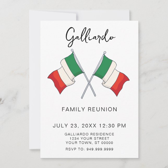 Invitation de la fête de la Réunion familiale ital (Devant)