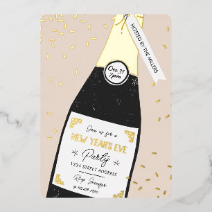 Invitation de la fête de la Saint-Sylvestre Bubbly