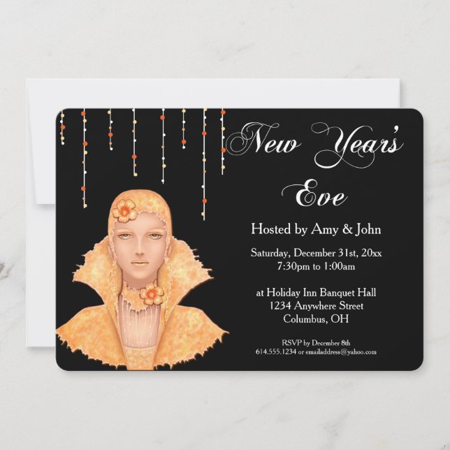 Invitation de la fête de la Saint-Sylvestre Golden (Devant)
