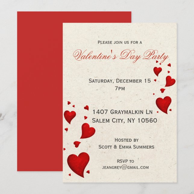 Invitation de la fête de la Saint Valentin moderne (Devant / Derrière)