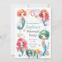 Invitation de la fête de la sirène mignonne, texte