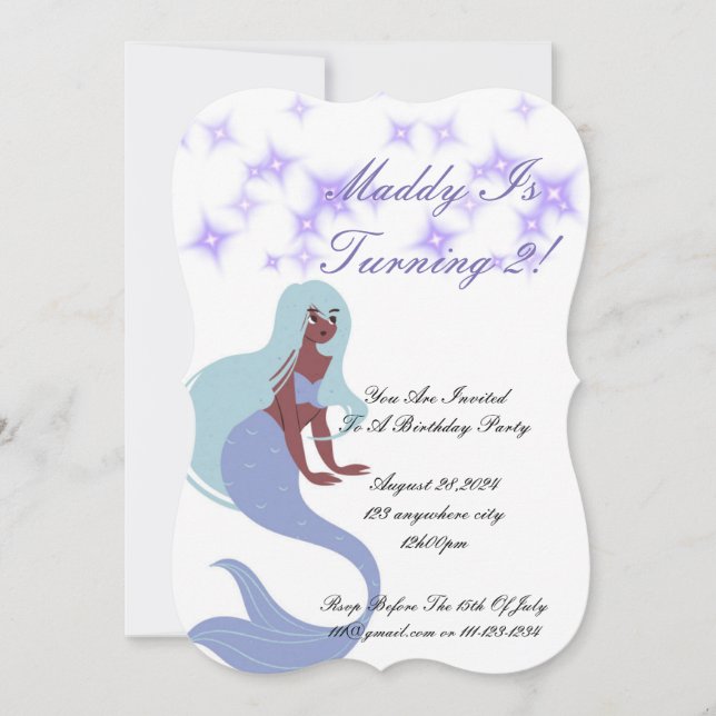 Invitation de la Fête de la Sirène pour les filles (Devant)