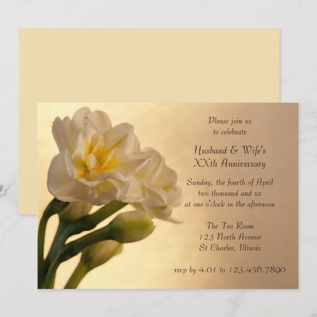 Invitation de la fête de l'Anniversaire blanc doub (Devant / Derrière)