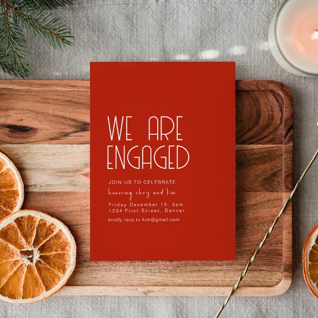 Invitation de la fête de l'engagement moderne roug (Créateur téléchargé)