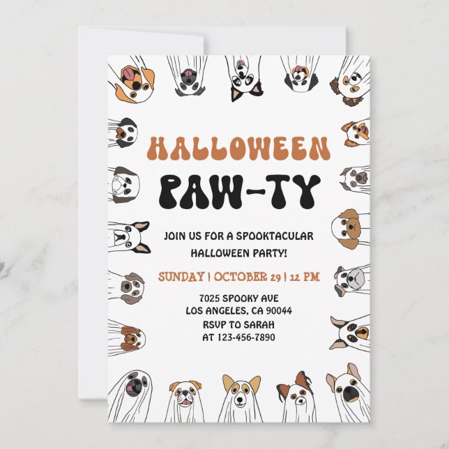 Invitation de la fête de l'Halloween Chien Costume (Devant)