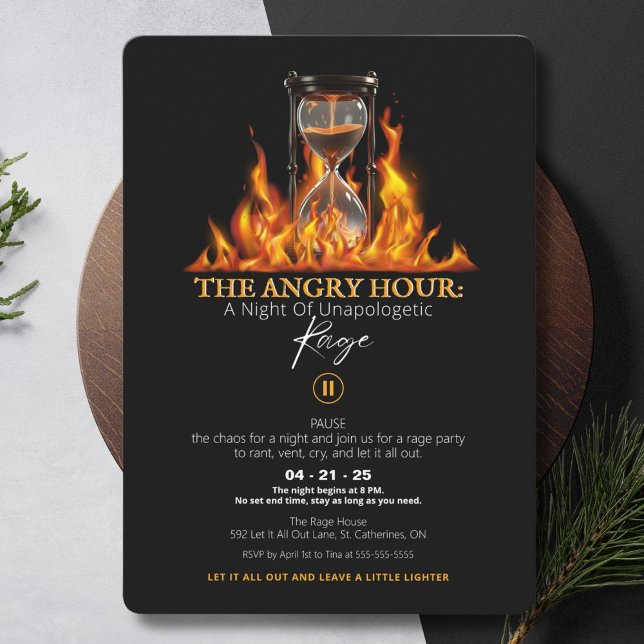 Invitation de la fête de l'heure de colère (The Angry Hour Rage Party Invitation for those who are desperate to let it all out.)