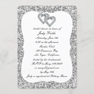 Invitation de la Fête de l'mariée Coeurs Diamants 