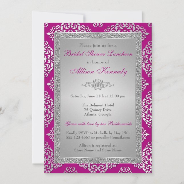 Invitation de la Fête de l'mariée Damas de la Part (Devant)