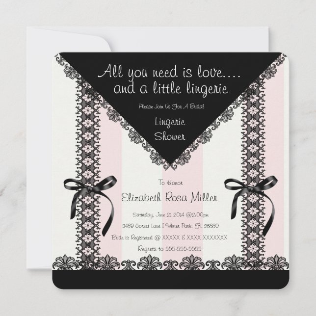 Invitation de la Fête de l'mariée de la lingerie n (Devant)