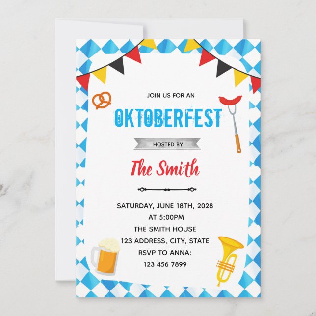 Invitation de la fête de l'Oktoberfest (Devant)