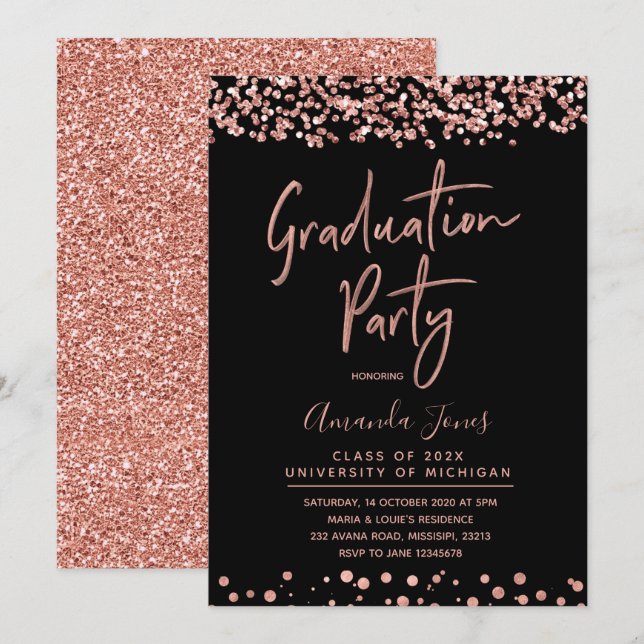 Invitation de la Fête de l'or ROSE FAUX (Devant / Derrière)