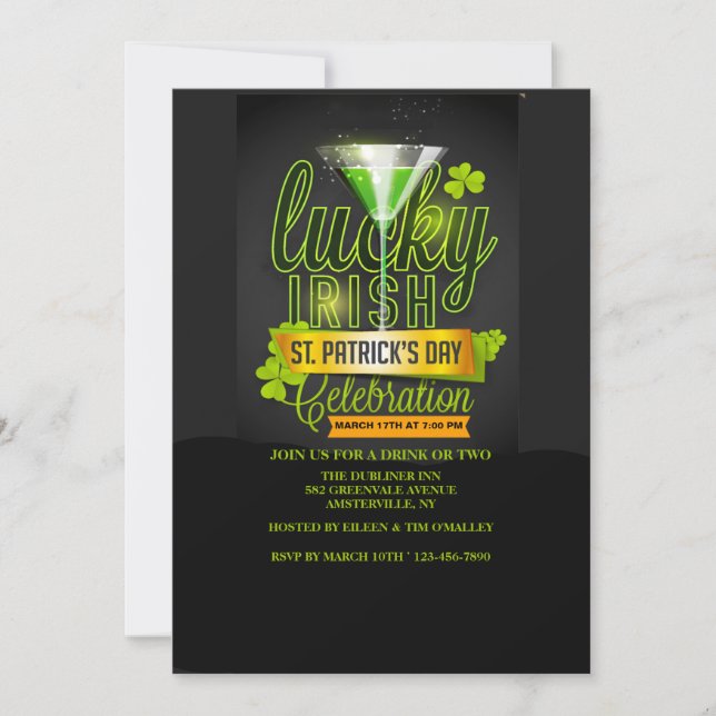 Invitation de la fête de Lucky Irish (Devant)