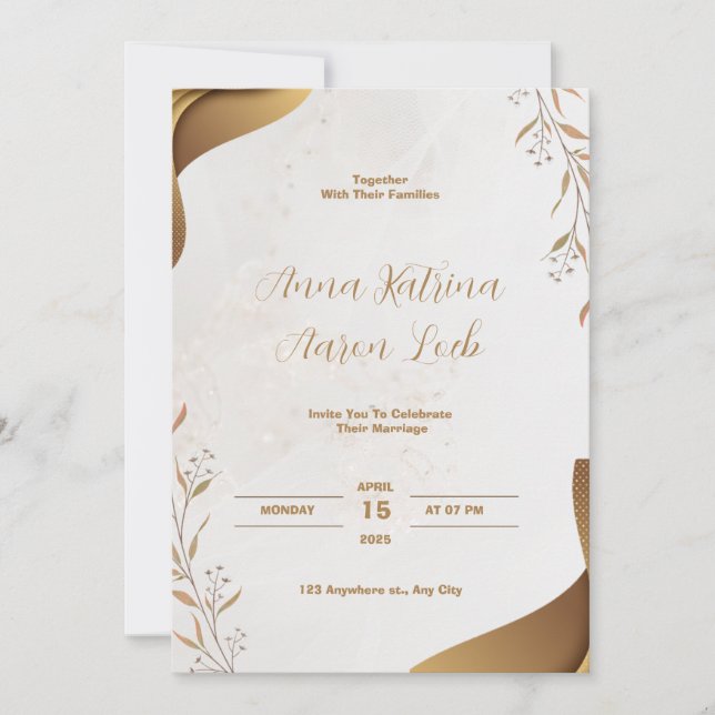 Invitation de la fête de mariage à l'aquarelle Bro (Devant)