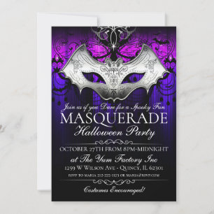 Invitation de la fête de Masquerade de la chauve-s